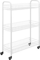 Metaltex - Slim - Hoge smalle trolley - 4 wielen - 3 manden - Wit - Voor badkamer, keuken, garage, slaapkamer etc.