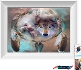 Artstudioclub®  Diamond painting volwassenen dromenvanger en wolf 30x35cm