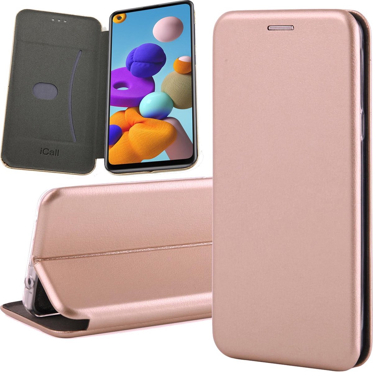 Hoesje geschikt voor Samsung A21s - Book Case Slim Wallet Roségoud