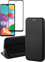 Samsung A41 Hoesje en Samsung A41 Screenprotector - Samsung Galaxy A41 Hoesje Book Case Slim Wallet Zwart + Screen Protector Full