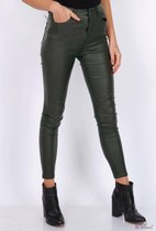 Broek Dulani hoge taille lederlook kaki