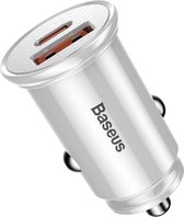 Baseus - 30W Dubbele Qualcomm Quick Charge Autolader - Wit
