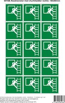 Pictogram sticker E016B Noodvenster met vluchtladder rechts - 50x50mm 15 stickers op 1 vel