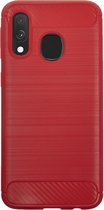BMAX Carbon soft case hoesje geschikt voor Samsung Galaxy A40 / Soft cover / Telefoonhoesje / Beschermhoesje / Telefoonbescherming - Rood