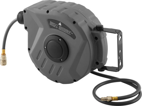 tectake® Persluchtslanghaspel met ¼ inch snelkoppeling - Automatische