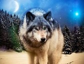 Dielay - Diamond Painting Pakket - Wolf - 50x40 cm - Complete Set - Volledige Bedekking - Ronde Steentjes