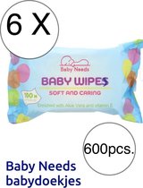 6 X 90 pcs. baby wipes baby doekjes vochtige billen doekjes  vitamin E