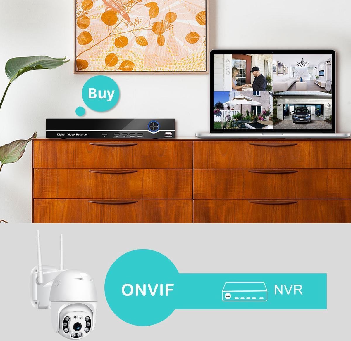 Fuegobird Full HD 1080P Wifi Smart Bewakingscamera's - PTZ IP Camera - IP66 Waterdichtheid - Binnen en Buitengebruik - Dual band WIFI - ONVIF - Wit – foto 6