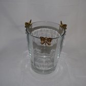 Vlinder vaas, (kaarshouder) glas, 17 x Ø 13 cm