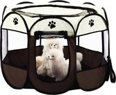 JDBOS ® Opvouwbare bench / puppyren voor honden, reisbench - ⌀ 72 cm - H 45 cm  - puppytent bruin/wit