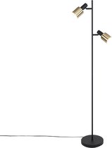 QAZQA lynn - Moderne Vloerlamp | Staande Lamp - 2 lichts - H 1560 mm - Goud/messing -  Woonkamer | Slaapkamer