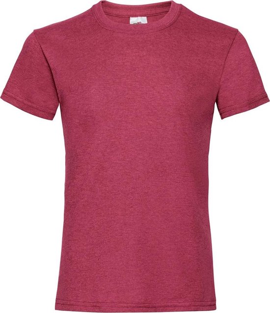 Fruit Of The Loom Meisjes Kinderen Valewewight T-shirt met korte mouwen (Vintage Heather Rood)