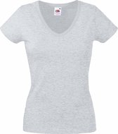 Fruit Of The Loom Dames Vrouwen-Fit Valuegewicht V-hals T-shirt met korte mouwen (Heather Grijs)
