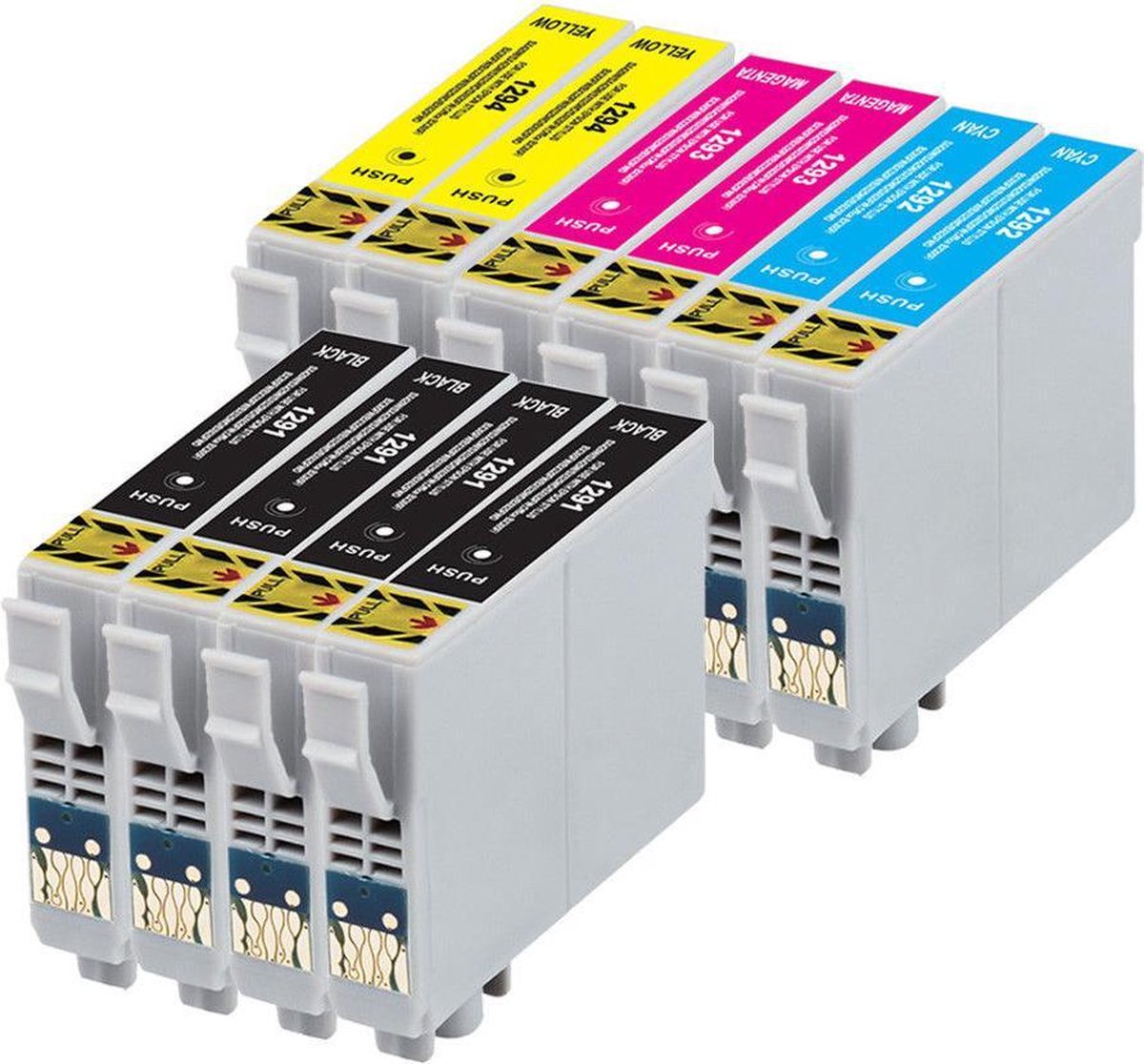 MediaHolland Huismerk Cartridges voor Epson T1291 t/m T1294 Set 10 stuks. geschikt voor B42WD, BX305F, BX305FW, BX305FW PLUS, BX320FW, BX525WD, BX625FWD, BX630FW, BX635FWD, BX925FWD, BX935FWD, SX235W, SX420W, SX425W, SX430W, SX435W, SX445W, SX525WD,