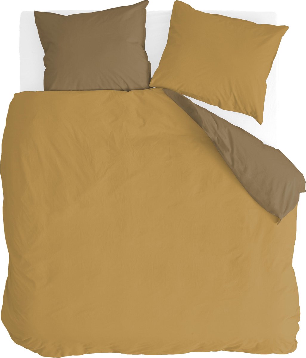 Byrklund Dekbedovertrek Side Way - 200x220 - 100% Katoen - Geel / Mosterd