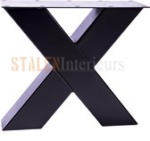 Stalen X Poot Salontafel| Koker 100x100 |Zwart Structuur | X-onderstel | Industrieel Salon Tafelonderstel