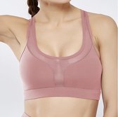 Sporttop - Sport Crop Top - Mobiel opbergvak - Donker Roze - Maat M - Fitness Beha - Hardloop - Yoga - Vechtsport - Gym  - Sport bh 1