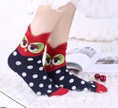 vrolijke sokken Uil Blauw Rood maat 38 - 40