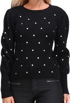 Polka Dot Sweater Black . T-shirt Dames - Shirt Dames  Shirt Lange Mouwen Dames