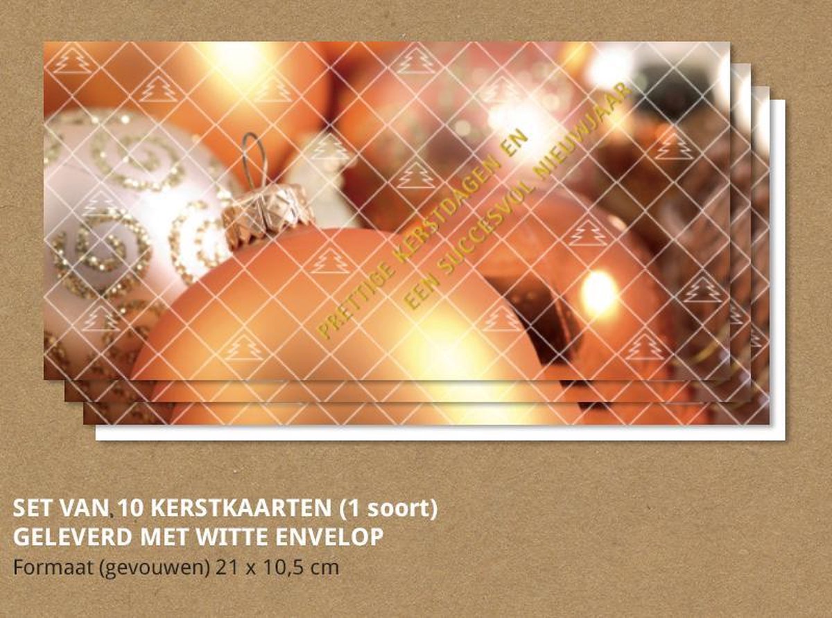 Luxe kerstkaarten Sfeervolle kerstballen, met enveloppen - 10 stuks