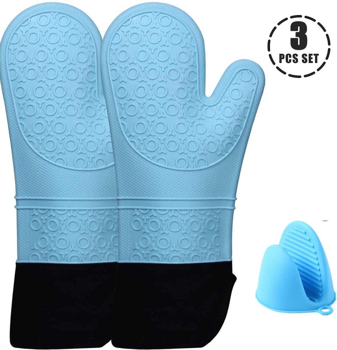SWILIX ® Ovenwanten 2 stuks - Ovenhandschoenen - Siliconen Ovenwant - BBQ handschoen - Extra Lang - Blauw