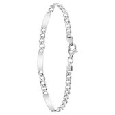 Lucardi Heren Plaatarmband gourmet - Echt Zilver - Armband - Cadeau - 19 cm - Zilverkleurig