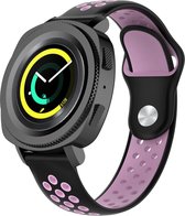 Siliconen Smartwatch bandje - Geschikt voor  Samsung Gear Sport sport band - zwart/roze - Horlogeband / Polsband / Armband