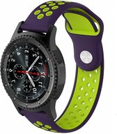 Siliconen Smartwatch bandje - Geschikt voor  Samsung Galaxy Watch sport band 46mm - paars/geel - Horlogeband / Polsband / Armband