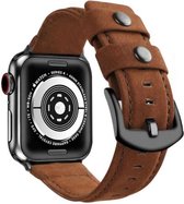 bol.com | Apple Watch Series 1, 2, 4, 5, 6 en SE smartwatch horloge bandje leer dubbel...