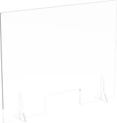 Kuchscherm Plexiglas - Tafelscherm 60 x 50 cm. (met doorgeef opening) kassascherm - hygiënescherm - polycarbonaat - spatscherm – preventiescherm