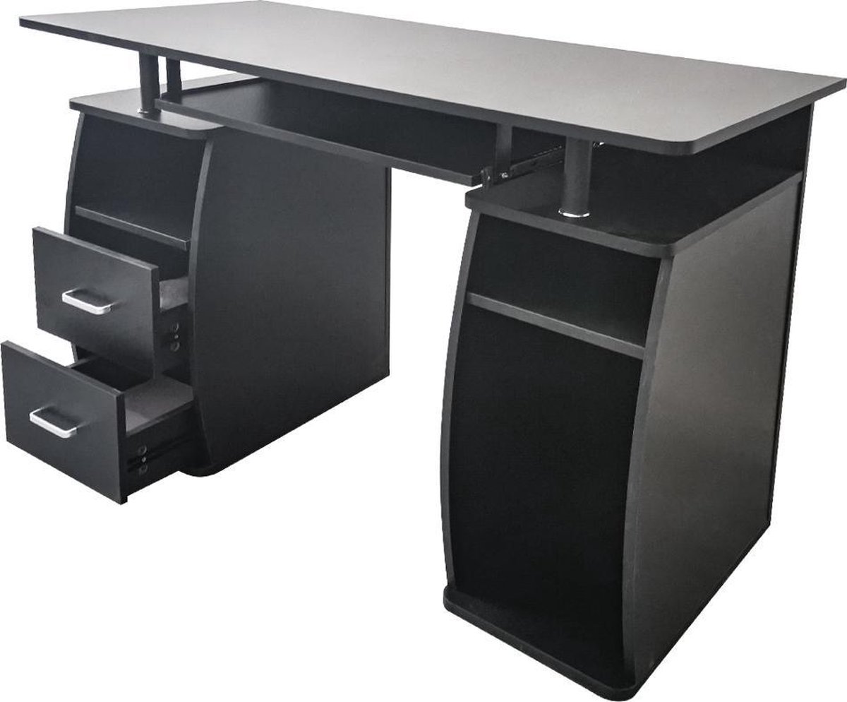 COSTWAY Computertafel met laden, toetsenbordlade, printerplank en CPU- standaard, bureau met opbergruimte, bureautafel, werktafel, pc-tafel voor kantoor, thuis, 120 x 55 x 76 cm (wit