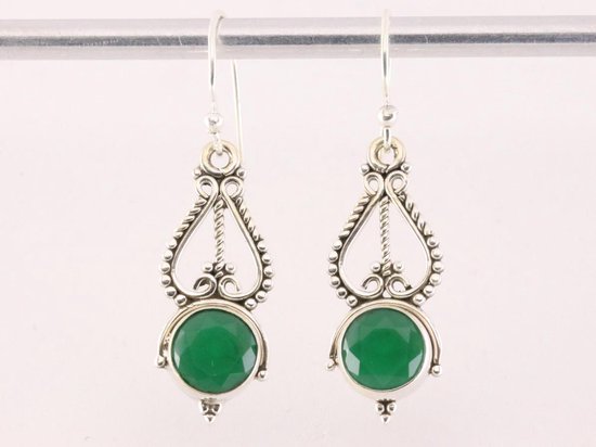 Opengewerkte zilveren oorbellen met smaragd | bol.com