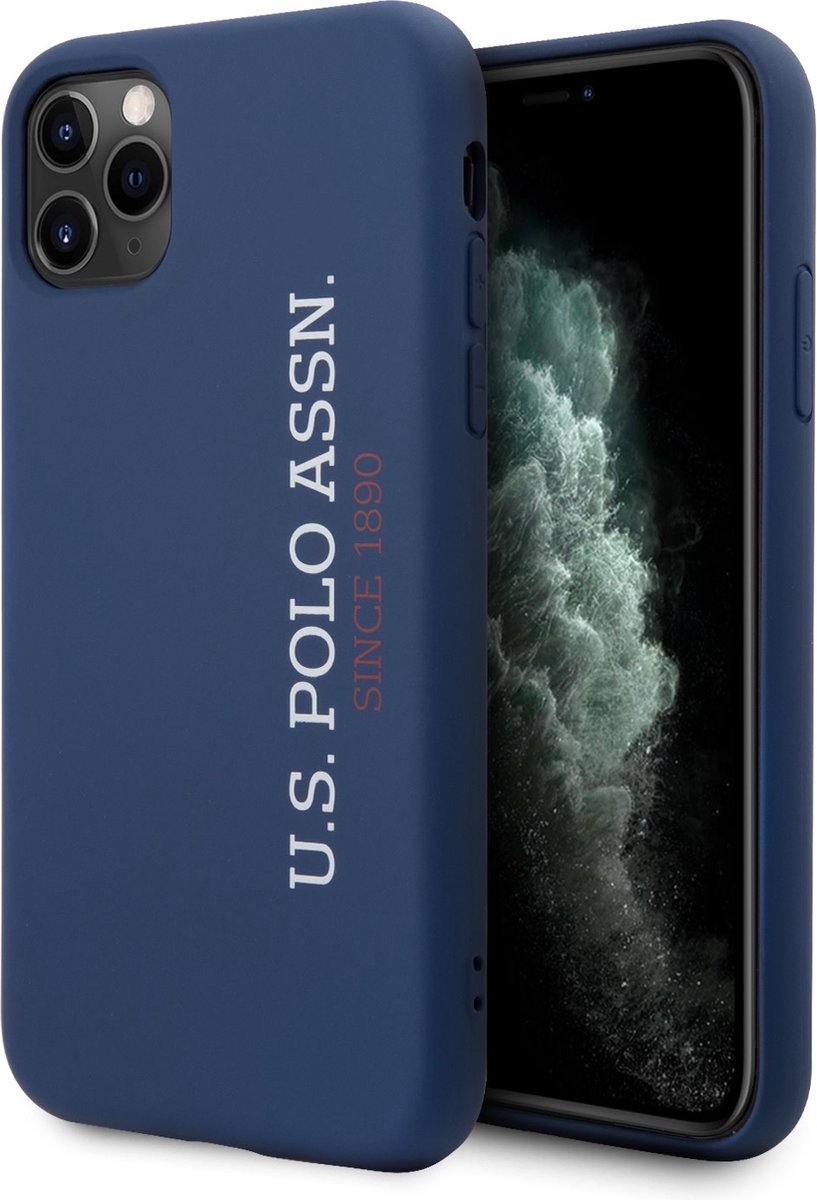 US Polo Apple iPhone 11 Pro Blauw Backcover hoesje - verticaal Logo