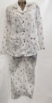 Dames pyjama set met bloemenprint en een kraag M 38-40 wit/roze