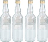 8x Glazen flessen met schroefdop 500 ml - Glasflessen / flessen met schoefdoppen