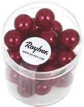 35 stuks rode parel glaskralen 10 mm