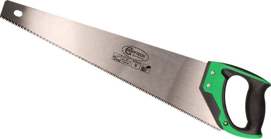 Handzaag / houtzaag hardpoint groen - 500 mm - dubbele zaagtanden - zaag voor hout en kunststof