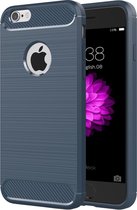 Voor iPhone 6 Plus & 6s Plus Brushed Texture Fiber TPU Rugged Armor Beschermhoes (Donkerblauw)