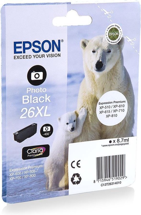 Epson 26XL - Inktcartridge / Foto Zwart