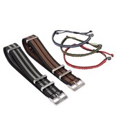 Chibuntu® - 2 x James Bond Nato Strap & 3 x Armband Set - Nato Strap & Armband collectie - Mannen - Horlogebanden & Armbanden - 22mm bandbreedte