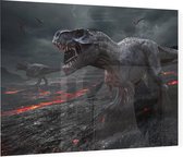 Dinosaurus T-Rex vulkanisch einde der aarde - Foto op Plexiglas - 40 x 30 cm