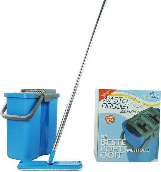 Handy Mop - Dweilsysteem - Vloerwisser - Emmer met wringer - Blauw - Handy Mop