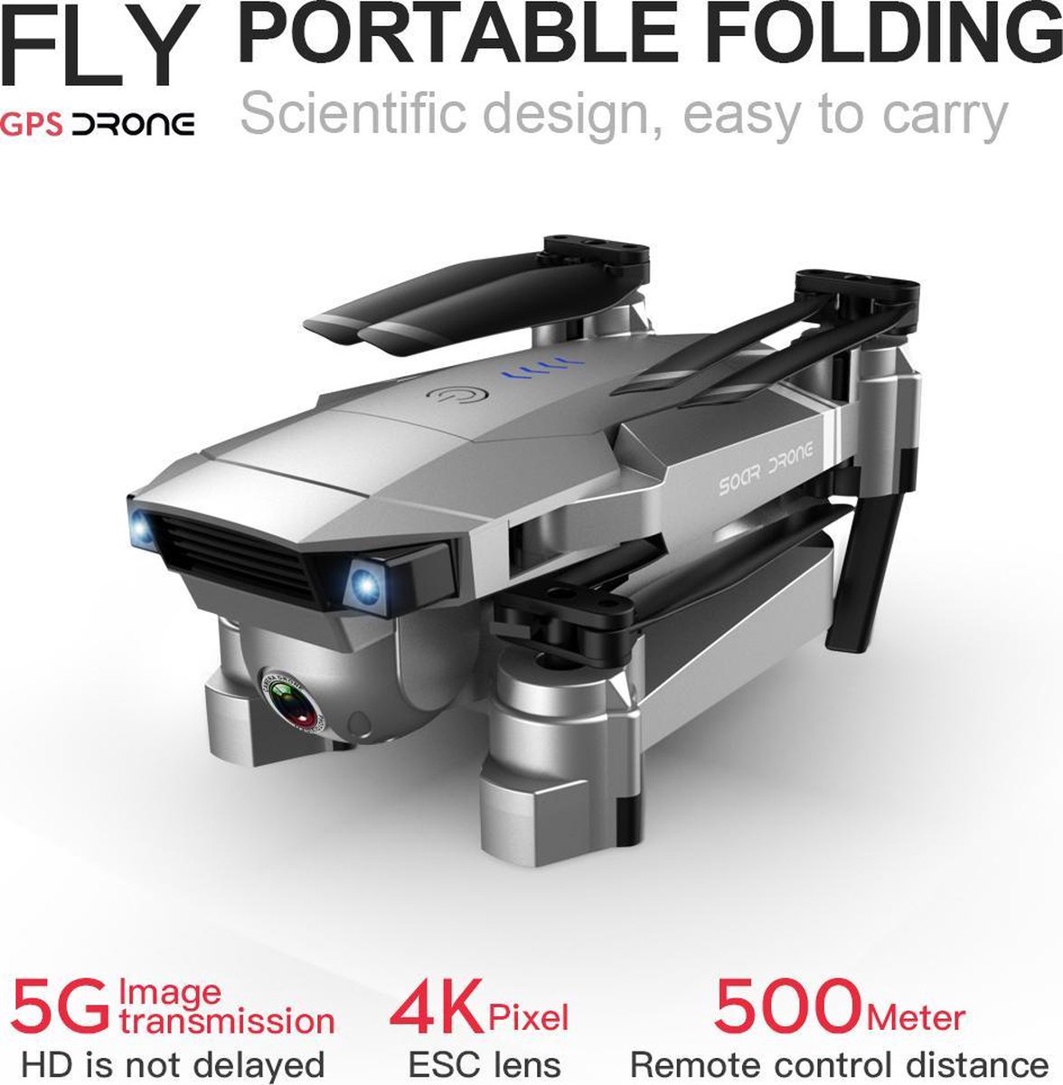 SG907 Smart Drone – 4K Dual Camera Wide Angle – 50x Zoom - 5G Wifi FPV – 36 Minuten Vliegtijd