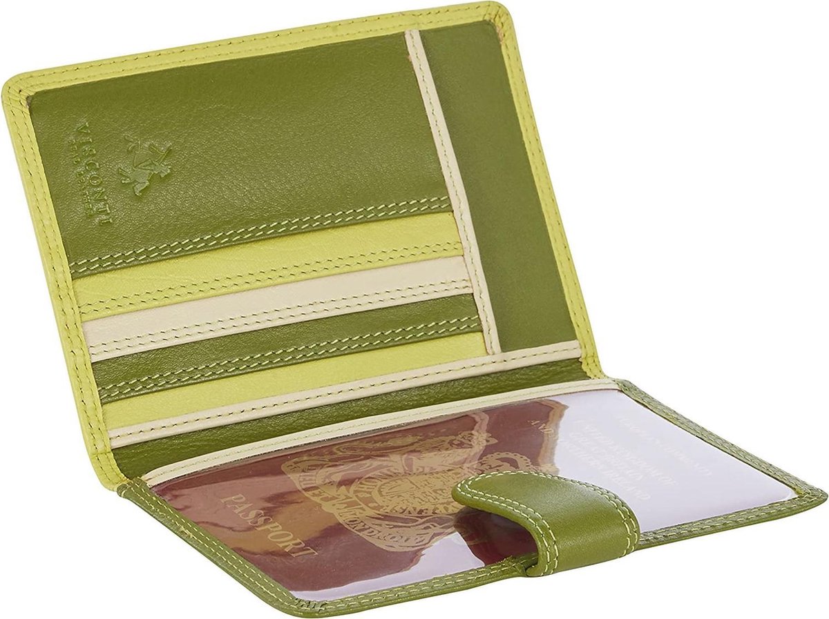 Visconti Paspoort Portemonnee - Paspoorthouder - Leer - RFID - Rainbow Collectie - Groen-Multi (RB75 LM)