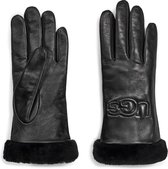 UGG Classic Leather Logo Dames Handschoenen - Black - Maat M