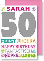 6x double carte de voeux avec enveloppe - Félicitations - Sarah - 50-11,5 x 17 cm
