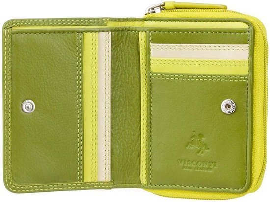 Portefeuille Femme Visconti - Cuir - RFID - 5 Cartes - Collection Rainbow - Vert- Multi (RB53 LM)
