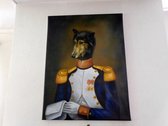 Speciaal schilderij van hond met uniform