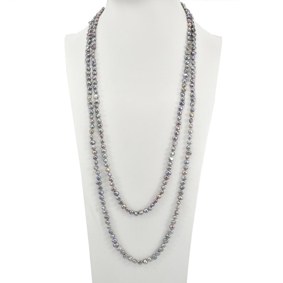 PROUD PEARLS® Lange barok parelketting medium grijs