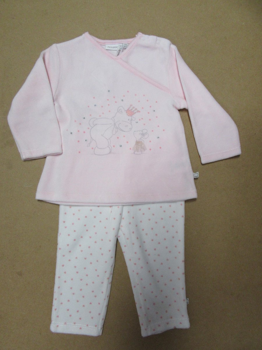 Noukie's Pyjama - 2delige - Roze - Lola kroon - 9 maand 74 rose .